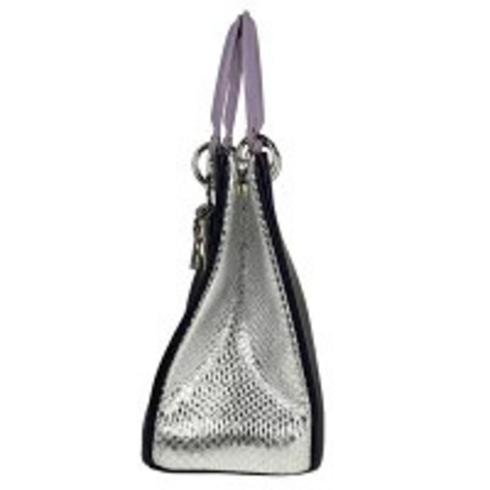 Dior Handbag issimo Christian  Purple Shoulder Bag Navy Leather Silver Blue